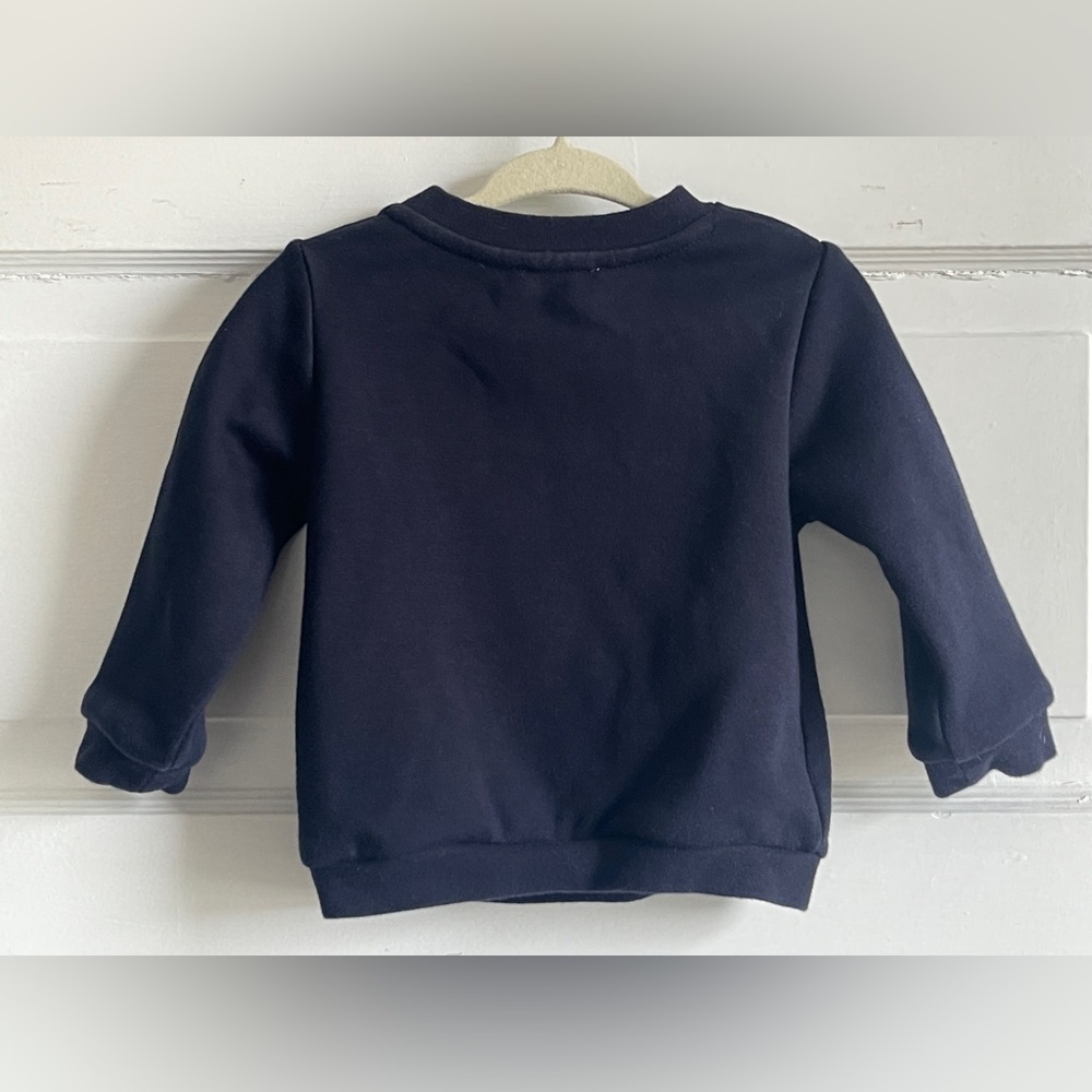 Unisex Jacadi Paris Dark Navy Blue Kids Sweatshirt with Eiffel Tower Design 12mo - Picture 3 of 10
